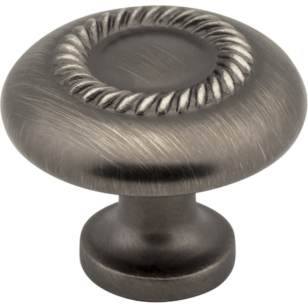 Elements 1-1/4" Diameter Brushed Pewter Rope Detailed Cypress Cabinet Mushroom Knob Z118-BNBDL